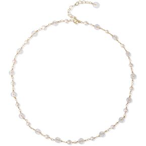 14K Gold Plated Natural Jade & Pearls Necklaces for Women, Natural Freshwater Pearls Jade Pendant for Women, Lucky Green Jade Jewelry Chain for Women Lover (14K Gold Plated)