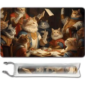 Playmat لـ MTG (مخيط) الحجم 24 × 14 بوصة ، بما في ذلك حقيبة تخزين Playmat - مناسبة جدًا لعشاق الهواة TCG MTG Playmat و Card Card (Noble Cat -No Zone)