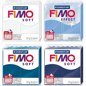Fimo Soft & Effect Polymer Oven Moden Clay - 57g - مجموعة من 4 - مجموعة الثلج والجليد