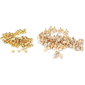 Zerodis 100pcs Rhinestones Rivet ، Rhinestone Rivets Crystal Rivets Rapid Rhinestone Stud Silver Color Rivets Fit Punk Rock Diy للملابس ، الزفاف (8 مم Phnom Penh + White)