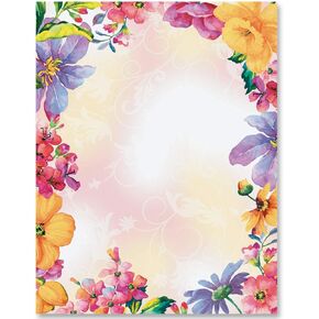 PaperDirect Brilliantly Intense Flower Bouquet Spring Invite Special Event Theme Paper Stationery, Border Paper Letterhead 8.5 x 11, 25 sheets, Elegant Premium Writing Paper, Decorative Printer Paper