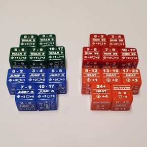 معدل حركة Battletech ومعدل الحرارة 20 حزمة الزهر/ألوان مشفرة المشي بركض القفز والحرارة الزهر