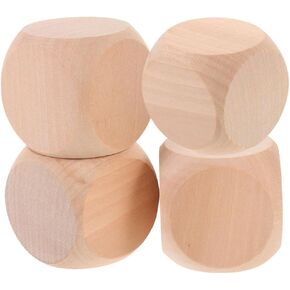 4pcs خشبي فارغ زهر صغير dices خشبي فارغ DIY الزهر مكعبات خشبية النرد الخشبية للحرف اليدوية غير المكتملة الكتل الفارغة العملية الخشب الزهر الفراغ