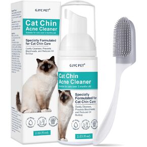 Cat Chin Acne Cleaner - حل الأسود والبثور بدون شطف مع فرشاة التطبيق ، صيغة معتدلة للقطط ، آمنة للجلد الحساس (2 أونصة)