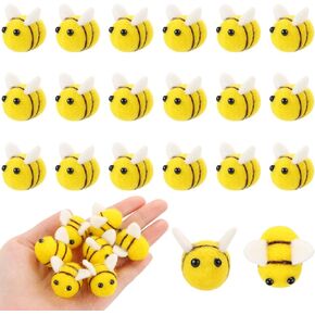 evermarket 18 PCS شعرت بديكور صغير من الصوف الصوف نحل زخارف الحفلات أفخم ل DIY Craft Craft Wreath Scrapbooking Decor