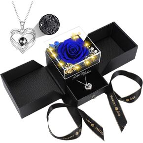 Preserved Real Rose Gifts for Mom with I Love You Necklace 100 languages - Gifts Idea on Mother's Day, Valentine's Day, Birthday, Anniversary, Thanksgiving, Christmas from Daughter or Son