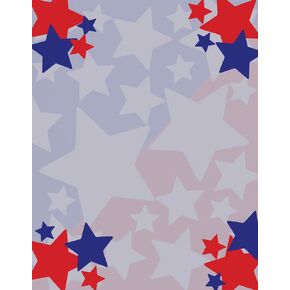 American Stars - Patriotic Paper - 125 Sheets - 8.5 x 11 - Flag Stationery (4th of July Paper)