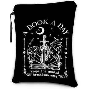 Book Sleeve with Zipper, A Book a Day Book Lover Gift for Teen Women Girl, Velaris Black
