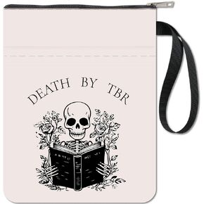 CRASPIRE Pink Skull Rose Book Protector Book Cover for Paperbacks, Washable Fabric with Zipper and Extra Sleeve Pocket
