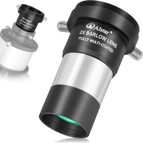 Alstar 1.25" 2X Barlow Lens MultiCoated Metal with M42x0.75 Thread Camera Interface for Telescopes