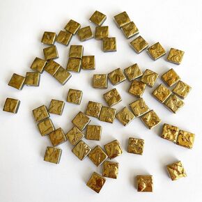 Nuo Rui 100 PCS Gold Mirror Mosaic Tiles ، Mini Square Mirrors for Arts Crafts Projects (Gold)