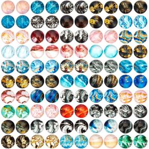 ph pandahall 100pcs 10mm المحيط موضوع كابوشونات زجاجية ، 50 أنماط قذيفة نجم البحر المطبوعة cabochons جولة مسطحة الظهر الكابوشون البلاط الفسيفس