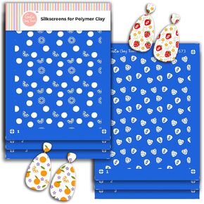 2 Layers Fruits silkscreens, Two Layers Orange silkscreens, 2 Layers Strawberry silkscreens for Polymer Clay Earring makiong SSCMB-4