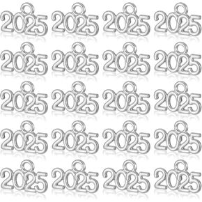 100 PCS 2025 سحر رسائل سبيكة ، 2025 سحر المجوهرات صنع مجموعة سبيكة سحر عام سحر المعادن المعدنية المعدنية المجوهرات صنع مجوهر