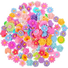120pcs سحر زهرة راتنج راتنجات مسطحة ، سحر راتنجات الزهور للخرز للحرف اليدوية.