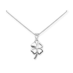Tiny Delicate and Dainty Sterling Silver Four Leaf Clover Necklace for Women, Good Luck Charm Necklace, Layering Necklace, Best Friend Gift, St. Patrick's Day Gift (14 inches with 2-in extender)