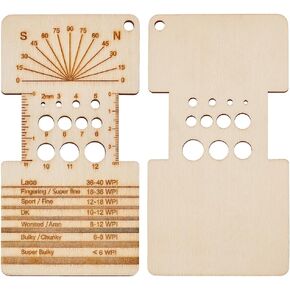 FreeBloss Wood Knitting Nitle Gauge Multifunctional Yarn WPI Guide Gauge Metting Tool for Spinners knittories incling wheel yarn
