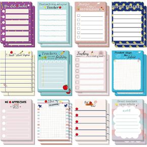 12 PCS Teache Teachers Teacher to Do List Notsy Notes Notes Pads Pads Palcs Palcs Performs Paper Paper Stationery منظم اللوازم لمكتب المدرسة يوميًا الاستخدام اللطيف