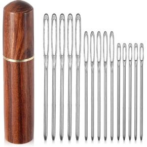 15 Pcs Large-Eye BluntTip Needles and 1 Pcs Wooden Box Stainless Steel Yarn Needle 3 Sizes Needlepoint Needles Tapestry Needle for Crochet Darning Embroidery Projects