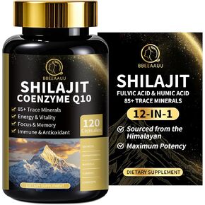 Shilajit Capsules with Sea Moss & Ashwagandha for Men & Women,12 in 1 Himalayan Shilajit Supplements with Coenzyme Q10, Fulvic Acid & Humic Acid, Lion's Mane, Energy & Immune Support, 120 Count