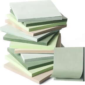 Thenshop 12 Pads Sage Green Sticky Notes 3''x3'', Self Stick Notes Pads Sage Green Office Supplies, Vintage Aesthetic School Accessories 50 Sheets/pad