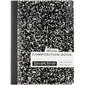 BAZIC Composition Book Black Marble College Ruled 100 Sheet Notebook, Journal Comp Notebooks for School, 48-Pack