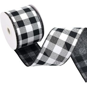 2.5 Inch Wired Edge Burlap Ribbon, Blue Gingham Plaid Checked Ribbons, Easter Ribbons Summer Spring Wired Ribbon,for Gift Wrapping, Wreath, Crafts Home Decoration, Easter Decor (10yds) in Kuwait