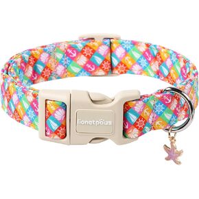 Lionet Paws Floral Dog Collar- Cute Spring Wildflowers Daisy Fleabane Dog Collars with Plastic Buckle,Light Adjustable Dog Collars for Medium Large Dogs
