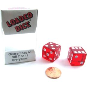 زوج محمّل بالزوج الشفافة مع PIPS بيضاء D6 19MM (5/8in) حزمة من 2 ألعاب Koplow Dice