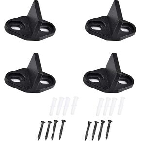 heyous 4PCS Black POM Sliding Door Stopper with Screws Barn Gate Floor Guide Heavy Duty Hardware