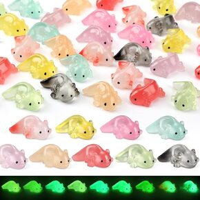 36 pcs توهج في راتنجات صغيرة داكنة axolotl 1.2 بوصة تمثال صغير سحر زخرفة DIY DOLLHOUS