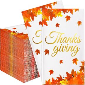 100 PCS Disposable Fall Napkins - 4.3 x 7.8 IN Maple Leaves Luncheon Napkins for Thanksgiving Dinner Table Decorations