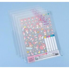 MyMelody's Clear Index Folders Set of 5 with Decorative Stickers - A4 Size - Officially Licensed