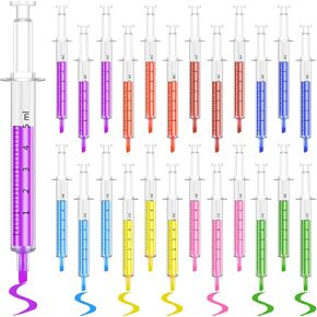 Leery Syringe Highlighter Pens & Assorted Colors Chisel Tip Nurse Pens for Writing Graffiti Stationery,Drawing Pens for Office,Writing & School Office Supplies (24 Pieces,8 Colors)