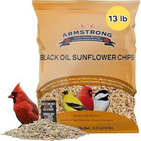 Armstrong Wild Bird Food Chips Black عباد الشمس ، 20 رطلاً - للكرادلة الشمالية ، والأمريكان الذهبية ، و Chickadees المغطاة باللون الأسود - مثالية للمغذيات الخارجية