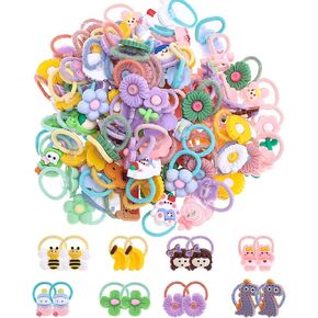 60Pcs Cute Small Baby Hair Ties - Colorful Hair Accessories Ponytail Holders Elastic Hair Rubber Bands Hair Accessories For Baby Girls Toddler Girl (Thick rope mixed color-60Pcs) in Kuwait