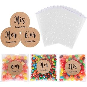 Fysuimu 120 تعيين لدينا ملصقاتها المفضلة Cookie Cookie Bags White Polka Dot Cellophane Treats Lage Leghive Clear Dely Cello Fact