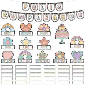 Humon Classroom مخطط عيد ميلاد سعيد للفصول الدراسية قوس قزح Black Dot Bulletin Board Sign Sign Dritary Decoration for Bulletin Board Chalkboard Wall Decor