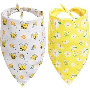 2pcs الربيع bandanas للكلاب بوي الطباعة على الوجهين صفراء الربيع الوشاح مثلث العكس