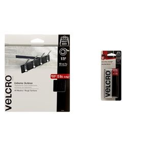 Velcro Brand Extreme Outdoor Huck Duty | 10ft x 1 في | يحمل 15 رطلا | أسود مع عصا على لاصقة - 91843 والسحابات الثقيلة | 4x2 بوصة شرائط 4 مجموعات | يحمل 10 رطل ، 90209