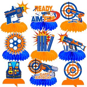 12PCS DART WAR PARTY HONEYCOMB CENTROPECES DART موضوع مركزي للزخارف حفلات حرب الطاولة للعبة Dart Party Dart War Party Party Baby Shower Supplies