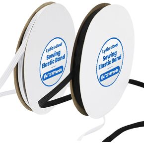 2Pack شريط مرن للخياطة ، و 1/4 بوصة بعرض 20 ياردة (10 ياردة أسود + 10 ياردة بيضاء) - نطاقات مرونة متينة وناعمة مرونة لخزيرة ، والسراويل ، وحرف DIY ، ومشاريع الخياطة