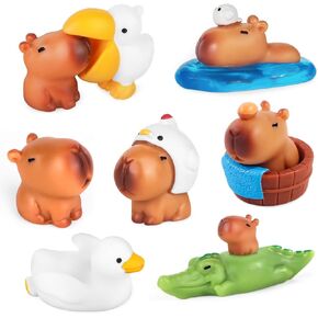 10 حزمة Mini Capybara شخصيات القبعات العليا ، مصغرة Capybara راتنج جنية الديكور حديقة الأطفال