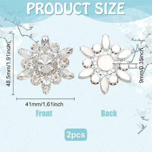 FINGERINSPIRE 2 PCS Rhinestone Applique Crystal Snowflake Shape Rhinestone Appliques Golden Back Wedding Bridal Patches Beaded Flower Patch Women Fashion for DIY Crafts Clothes Costume Decoration in Saudi Arabia