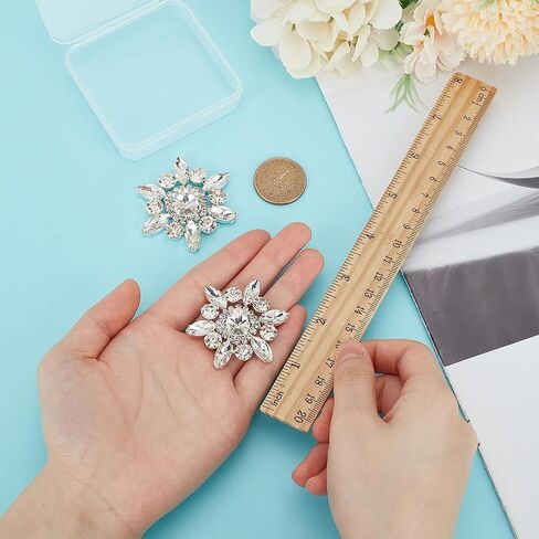 FINGERINSPIRE 2 PCS Rhinestone Applique Crystal Snowflake Shape Rhinestone Appliques Golden Back Wedding Bridal Patches Beaded Flower Patch Women Fashion for DIY Crafts Clothes Costume Decoration in Saudi Arabia