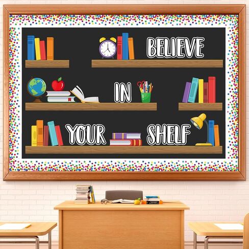 Supervitae 48 Pcs Spring Bulletin Board Decor Bookshelf Potted Plant Bulletin Board Set Colorful Motivational Cutouts Positive Saying Accents Signs for Back to School Supplies Wall Chalkboard Decor in Saudi Arabia