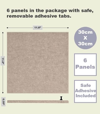 Cork Board Alternative - 11.8x11.8x0.35 بوصة 6 حزمة بلاط الجدران مع علامات تبويب لاصق قابلة للإزالة آمنة ، لوحة نشرة للمكتب للجدران - حكيم in Saudi Arabia