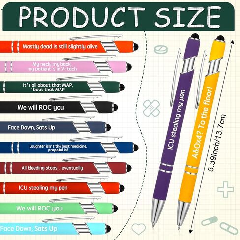 Outus 12 Pieces Funny Icu Pens Retractable Nurse Pens Funny Quotes Ballpoint Pens Metal Stylus Pen for Nurses Office Corworkers Nursing Student Medical Assistant Gift in Saudi Arabia