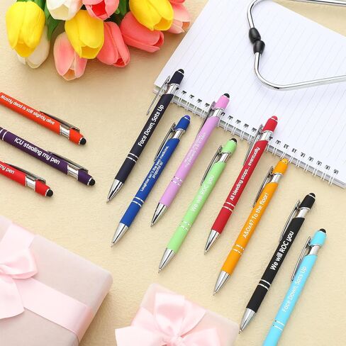 Outus 12 Pieces Funny Icu Pens Retractable Nurse Pens Funny Quotes Ballpoint Pens Metal Stylus Pen for Nurses Office Corworkers Nursing Student Medical Assistant Gift in Saudi Arabia