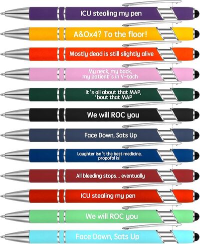 Outus 12 Pieces Funny Icu Pens Retractable Nurse Pens Funny Quotes Ballpoint Pens Metal Stylus Pen for Nurses Office Corworkers Nursing Student Medical Assistant Gift in Saudi Arabia